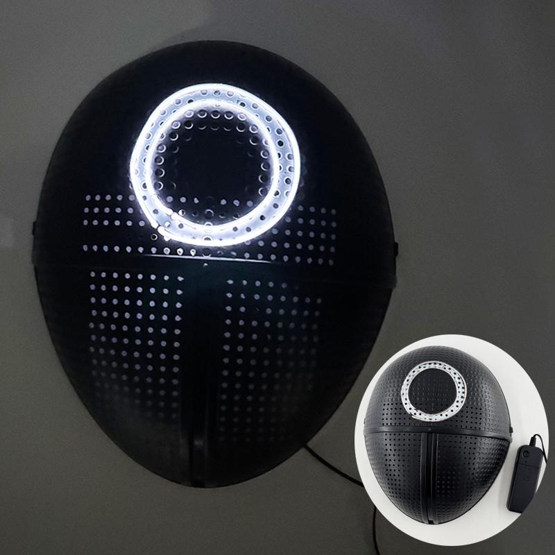Led Light Up Mask Korean Cosplay Disguise Mask Square Circle Triangle Glowing Mask For Halloween Party Film Theme Neon Mask