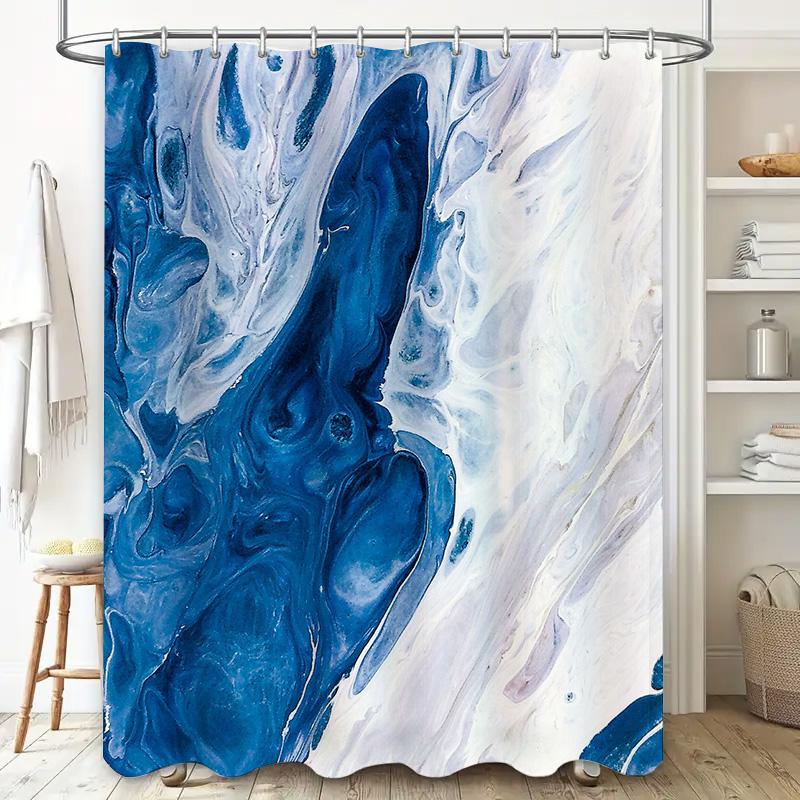 Luxuriöser Blau Weißer Marmor Duschvorhang Badezimmer Dekorativ Wasserdicht Stofffutter Für Badewanne Oder Waschbecken In Mehreren Größen Erhältlich