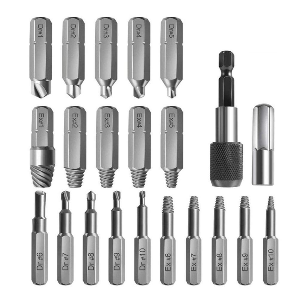 22Pcs Screw Remover Set, High-speed Steel Anti-tooth and Anti-wire Removal Tool, Damaged Screw Remover