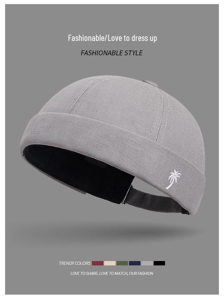 Unisexowa haftowana czapka bez ronda z płaskim daszkiem z drzewem kokosowym - Retro Hip Hop Podróżna