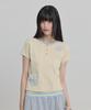 WAIKEI Flower Henley Neck Short Sleeve T-Shirt Lemon