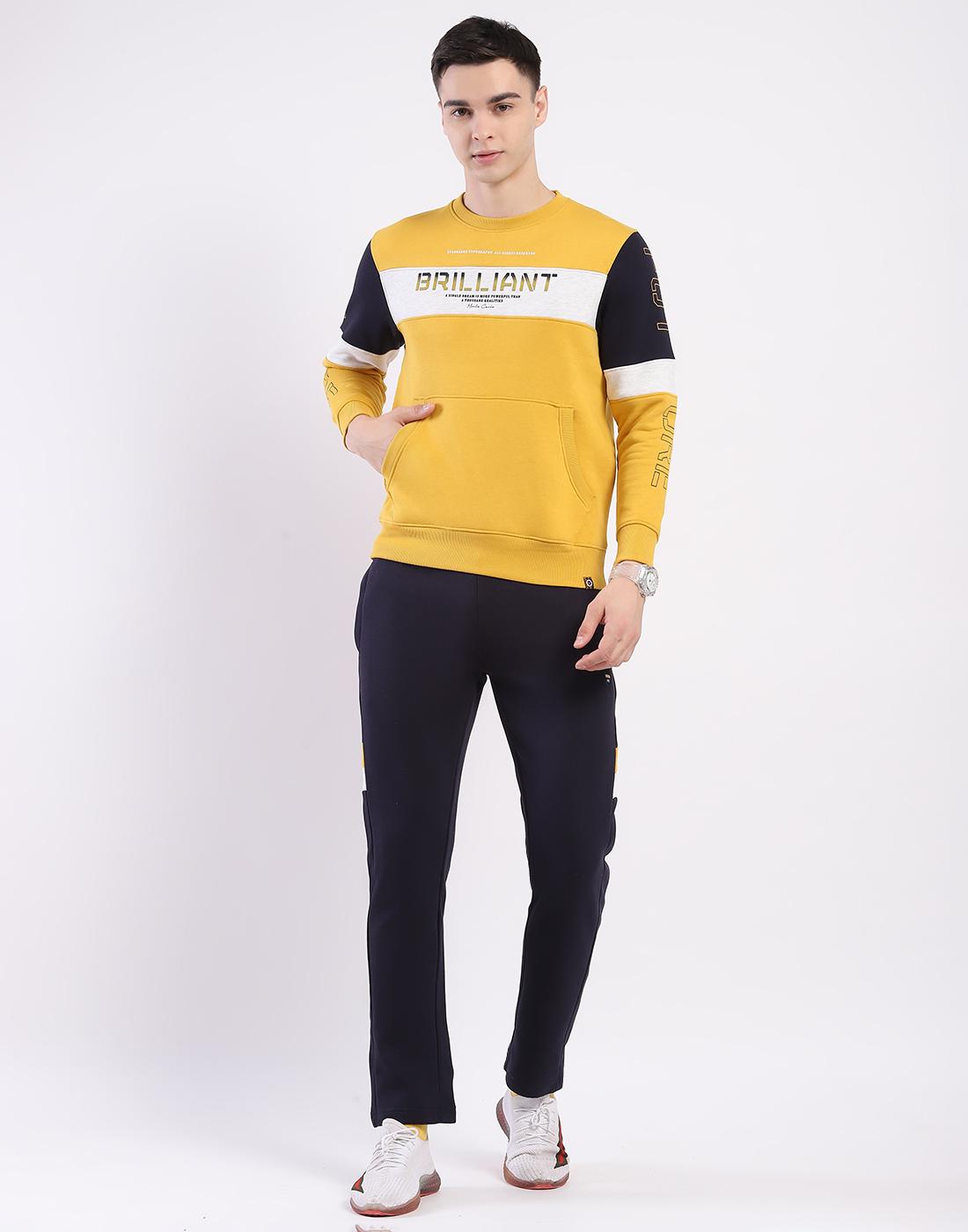 

MONTE CARLO Чоловічий спортивний костюм з круглим вирізом і довгим рукавом XXL жовтий/темно-синього кольору