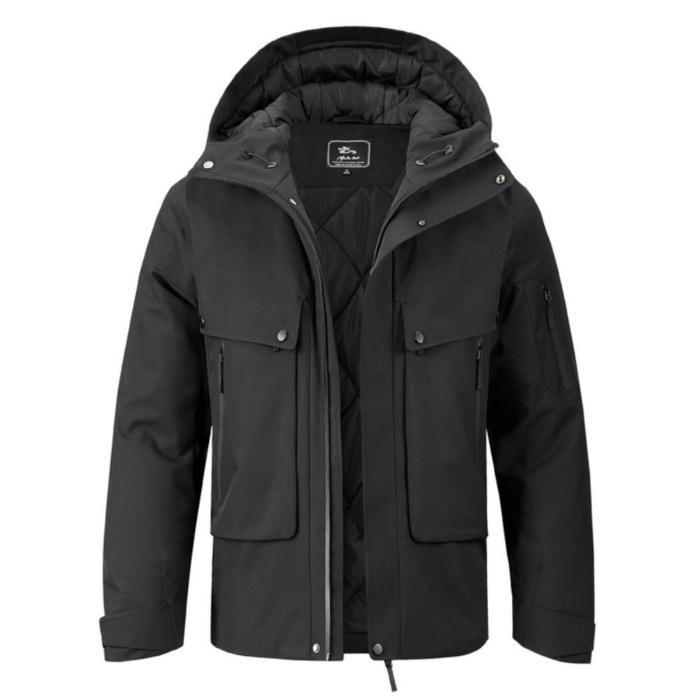 

Осень и Зима Модная Трендовая Водонепроницаемая Теплая Рабочая Куртка с Капюшоном Мужская Повседневная Свободная Спортивная Большого Размера Высококачественное Пальто 5XL чёрный