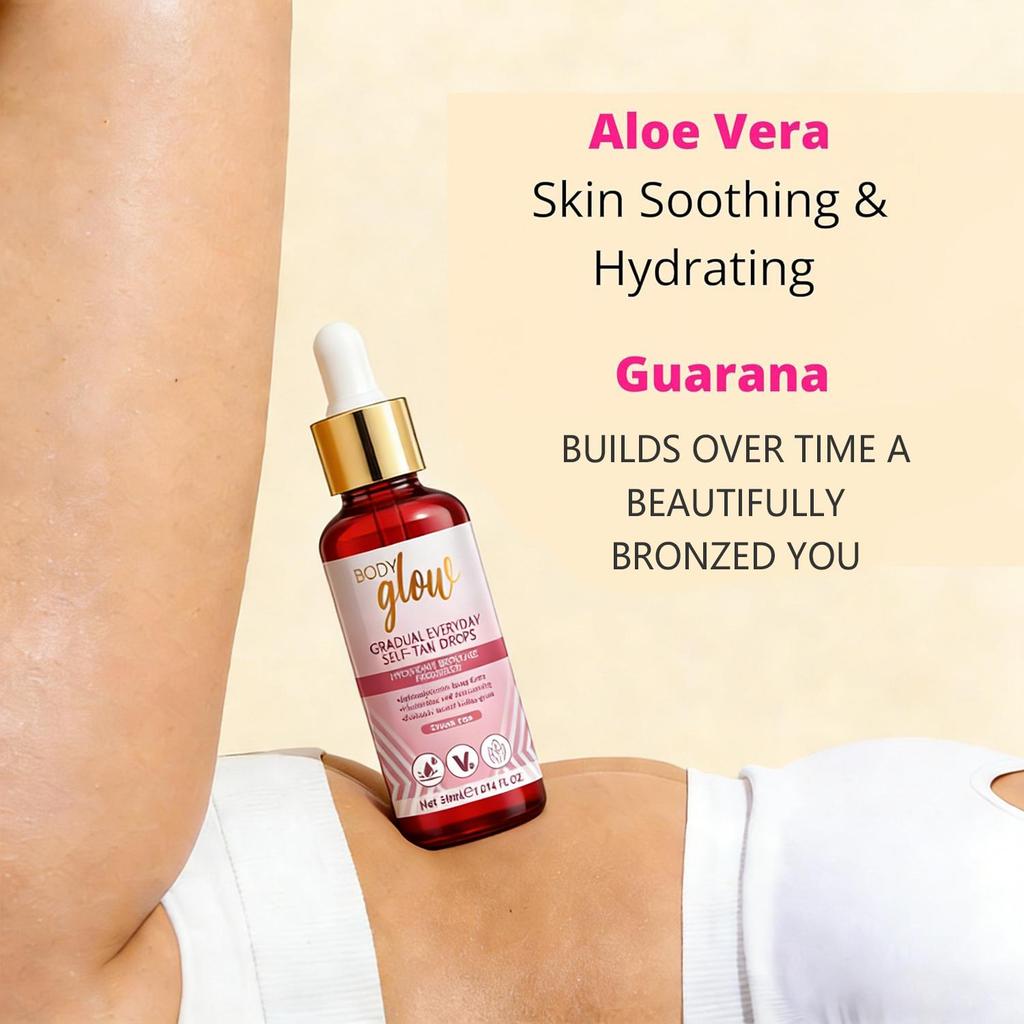 Body Glow Self-Tan Drops-Moisturizing & Soothing Skin-Builds Over Time A Beautifully Bronzed You-Suitable For All Skin Types, 30ml