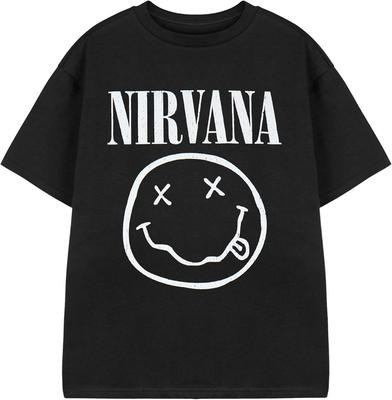 T-shirt Nirvana Enfant _ T-shirt Graphique Manches Courtes pour Garçons et Filles Noir Classique Grunge Décoloré Logo de Groupe Imprimé Vêtement Haut