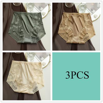 3pcs/set Women Panties Low-rise Mesh Sexy Briefs Lingerie Female Underwear