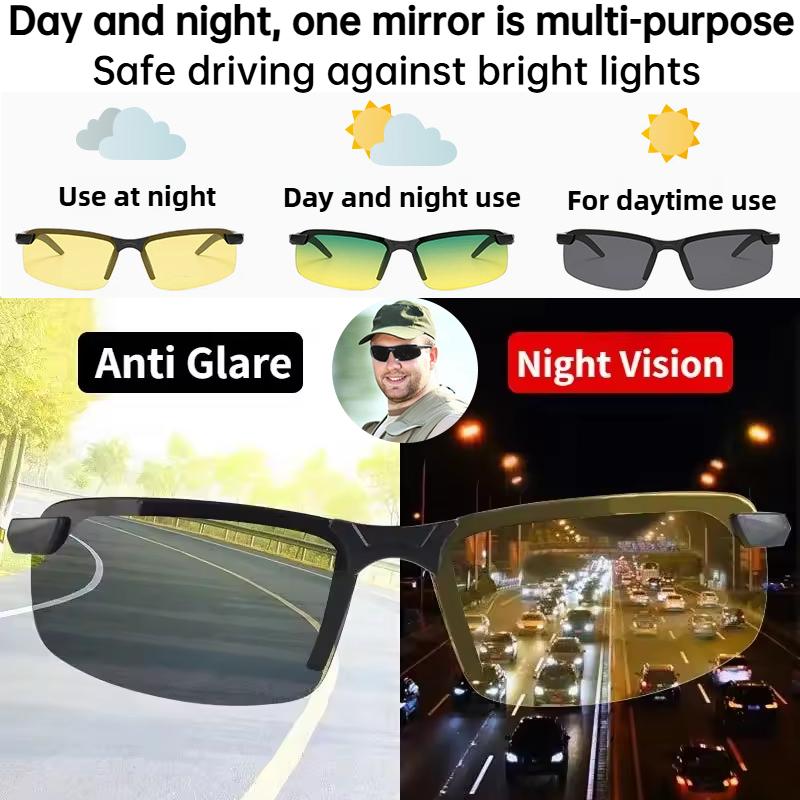 1pc Color changing outdoor bicycle sunglasses,day and night use,UV protection,anti glare,anti fall,for driving,fishing,cycling
