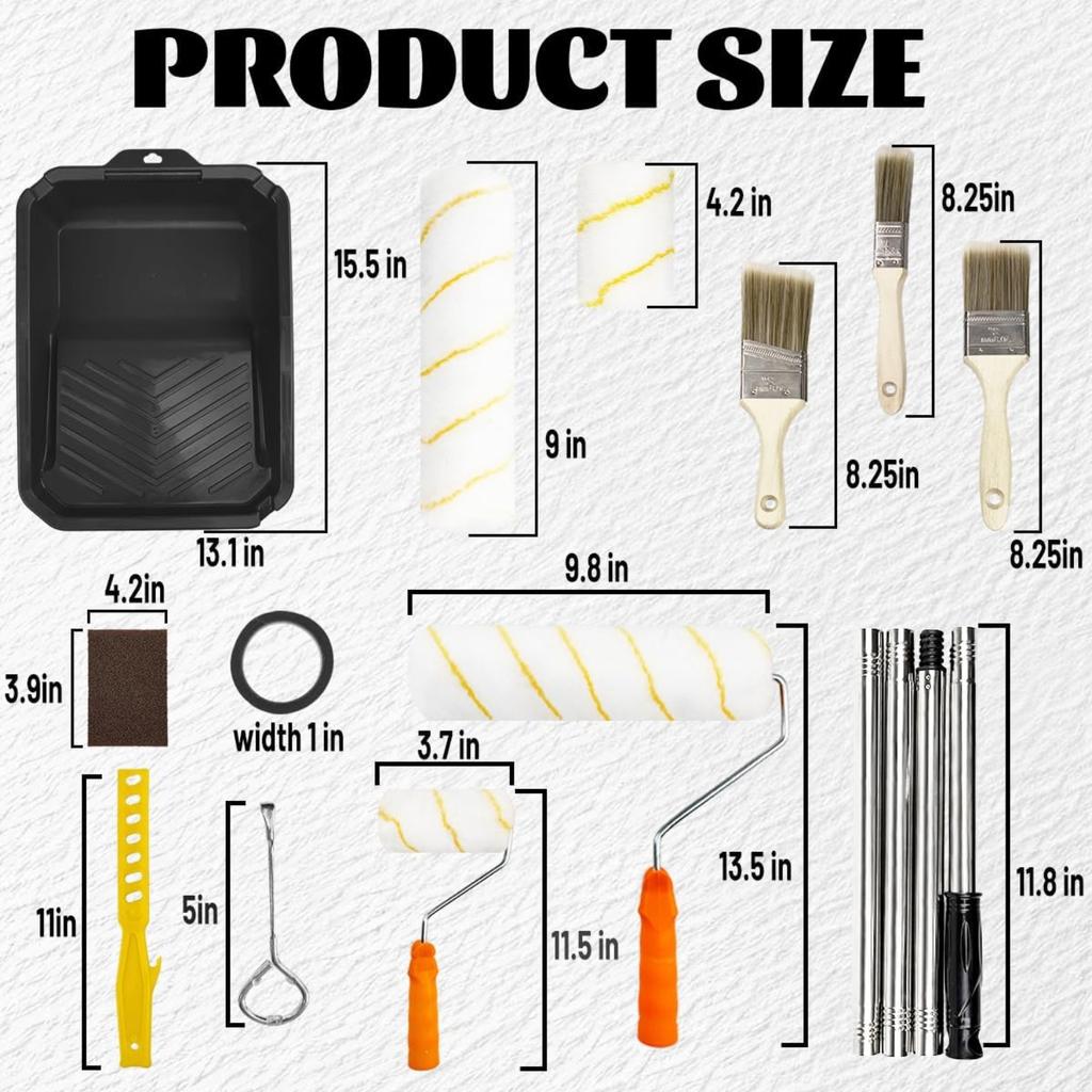 Paint Roller Kit, 4"9" Paint Rollers for Painting Walls, House Painting Paint Supplies,Paint Tray with Liner, Angled Paint Brush,for Painting Tools,