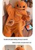 Damen Fleece-gefütterte Halloween-Pyjamas - Einteiler Cartoon-Kürbis-Design für Herbst/Winter Hauskleidung oder Outdoor-Bekleidung