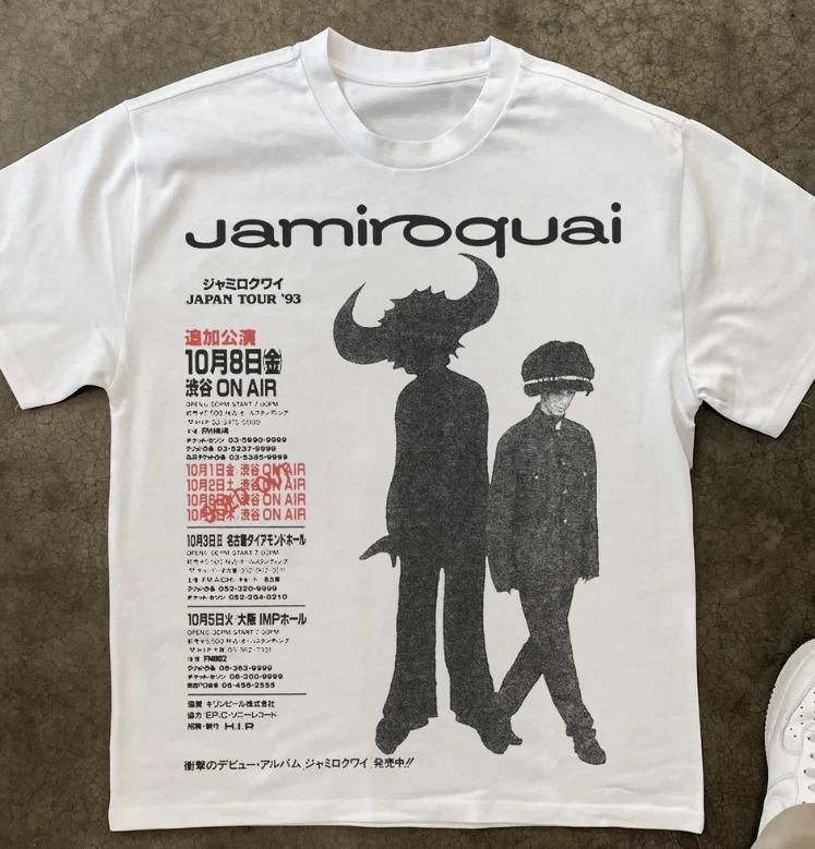 Jamiroquai Band Graphic REPRINT T-shirt Vintage High Street Sports T Shirts Rock Y2k Top Vintage Print Cotton Casual Tee Unisex