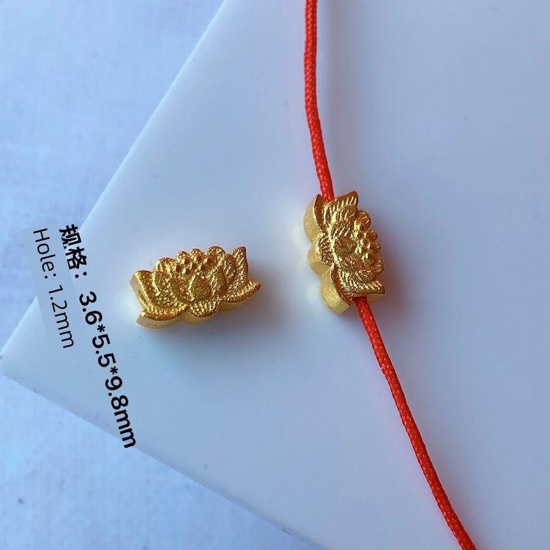 

S925 Sterling Silver Plated Ancient Gold Two-Side Lotus Woven Carrying Strap Necklace Beads Lotus Seedpod DIY Accessories Lotus left and right holes one