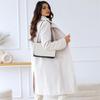 Winter Coat Women Double Breasted Overcoat Thermal Long Sleeves Loose Fit Turn Down Collar Pockets Pure Color Commuting Dating