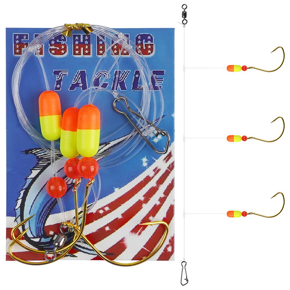 1Pack Saltwater Pompano Rigs for Surf Fishing Three Drops Pompano Rigs with Barrel Swivel Hook Floats Duo Lock Snap and Beads