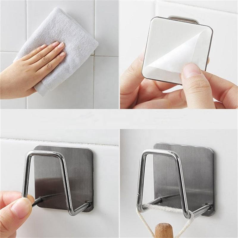 1/2/3PCS Kitchen Organizer Sponge Holder Soap Rack Self Adhesive Sink Drain Drying Stainless Steel Wall Storage Hook Accessories