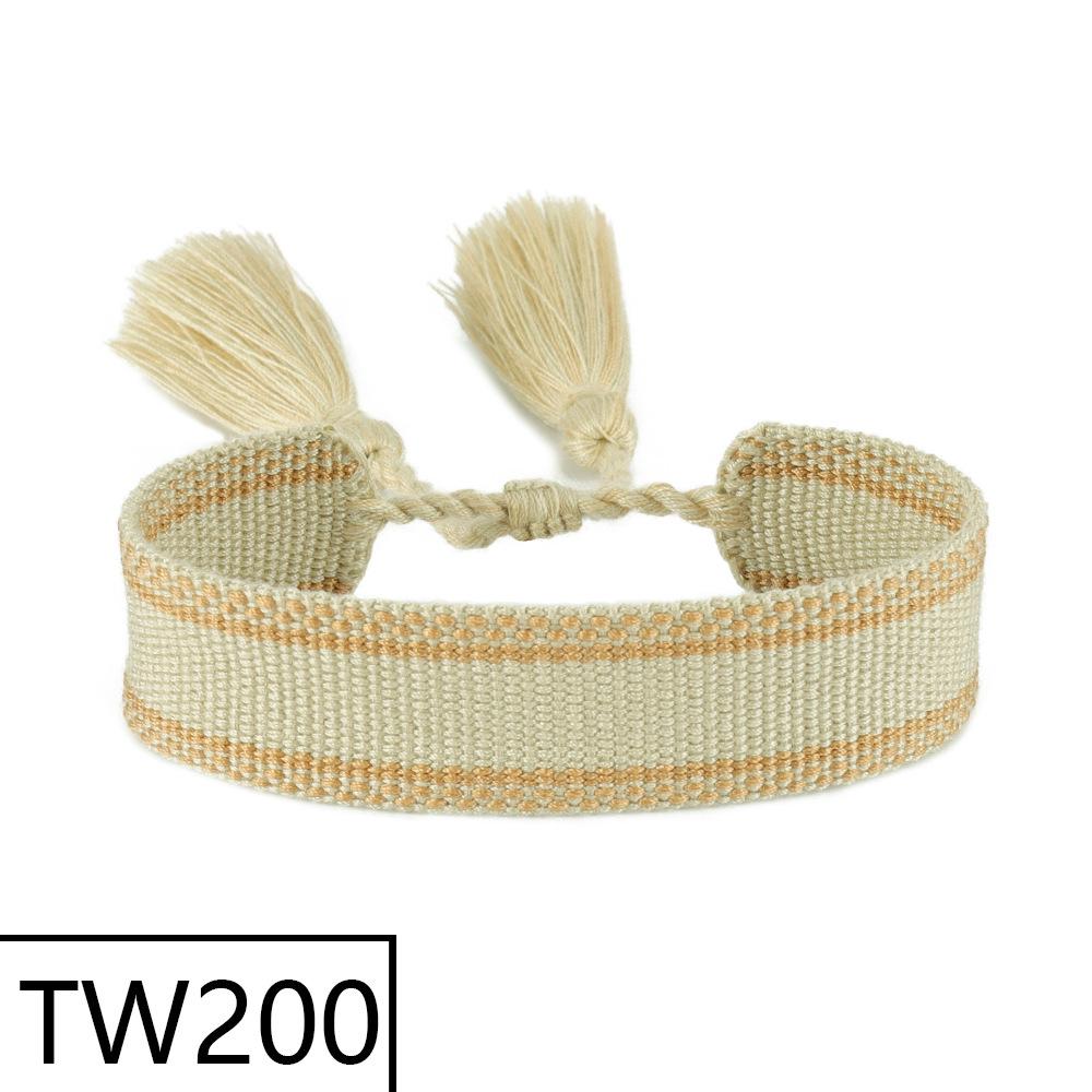 Customizable Handmade Bohemian Tassel Bracelet with Embroidered Logo - European & American Ethnic Friendship Style