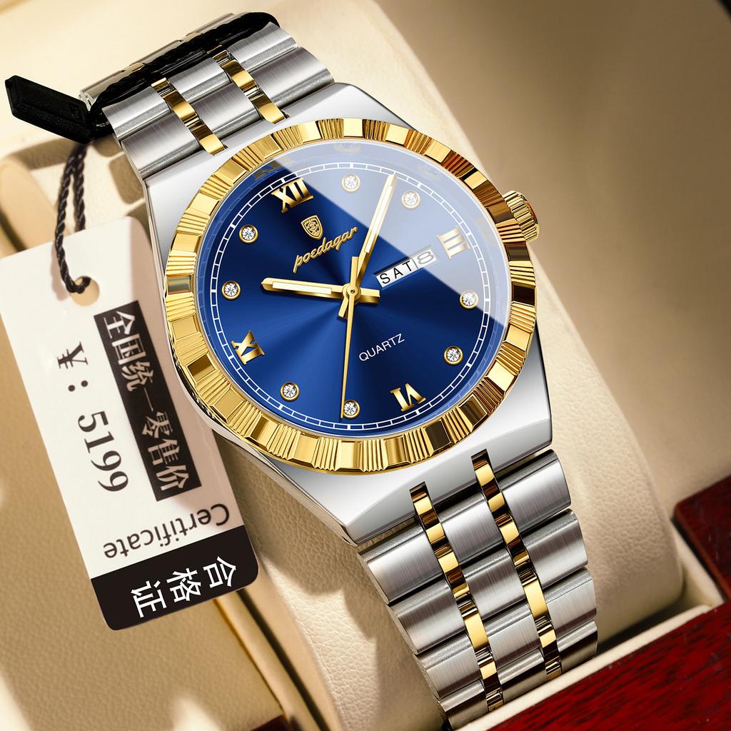 Men'S Watch Double Calendar Slim Quartz Watch