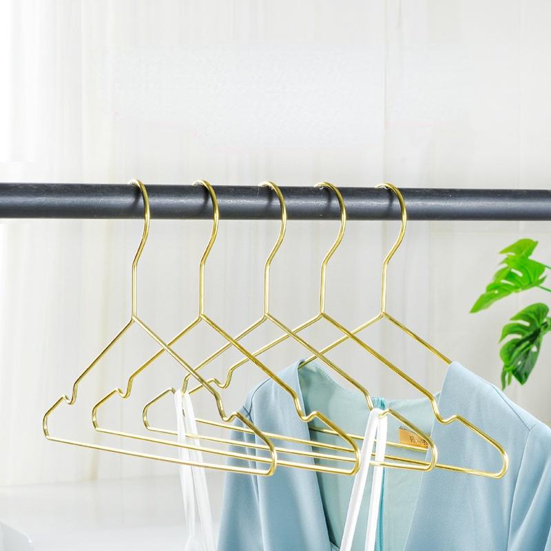 5pcs Nordic Minimalist Style Golden Hangers Clothing Store High-end Hangers Home Bedroom Drying Racks Clothes Hanger Pants Racks