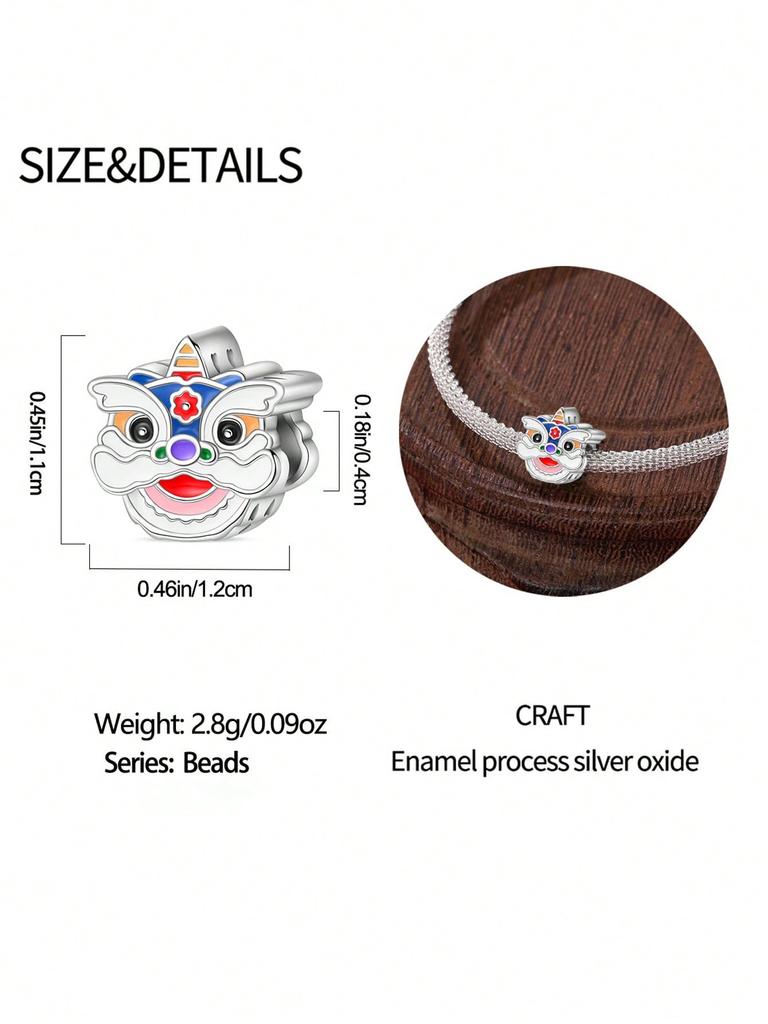 Charm Bead Component Copper Metal Colors Brand New Year Lion Dance Bead Component Designed For Authentic Original Bracelet High Quality Fine Jewelry