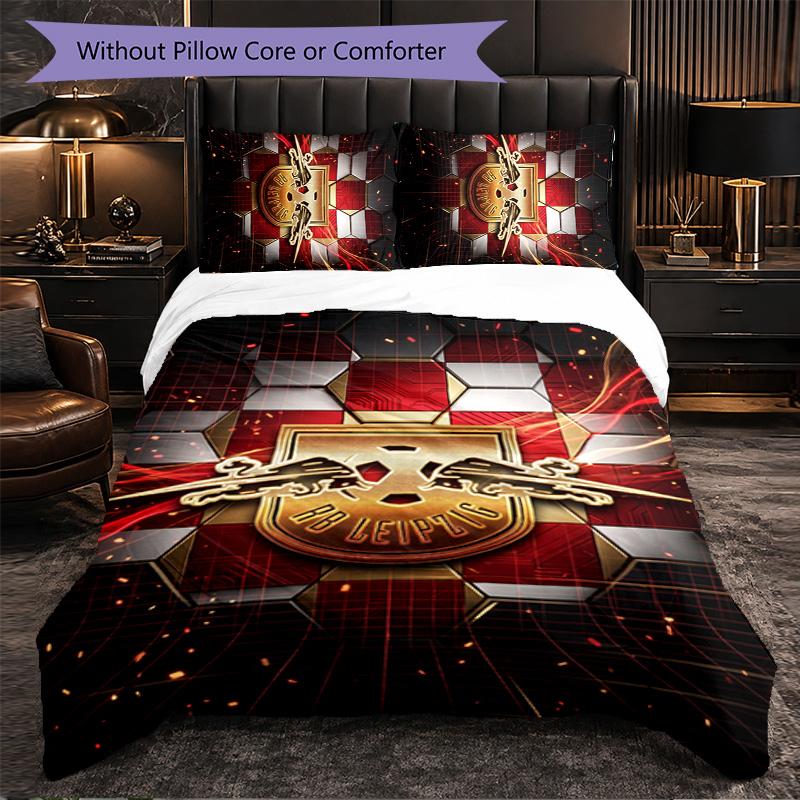 RB Leipzig Calcio Set Lenzuola 3 Pezzi Morbido Copripiumino con Federe Set Decorazione Camera da Letto per Casa