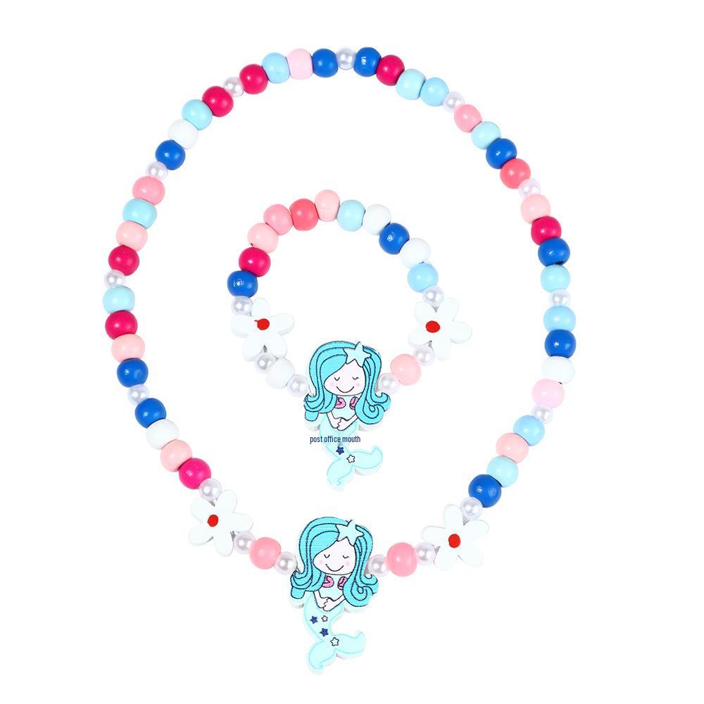 Charming Mermaid Necklace & Bracelet Set for Kids – Candy Color & Princess Theme