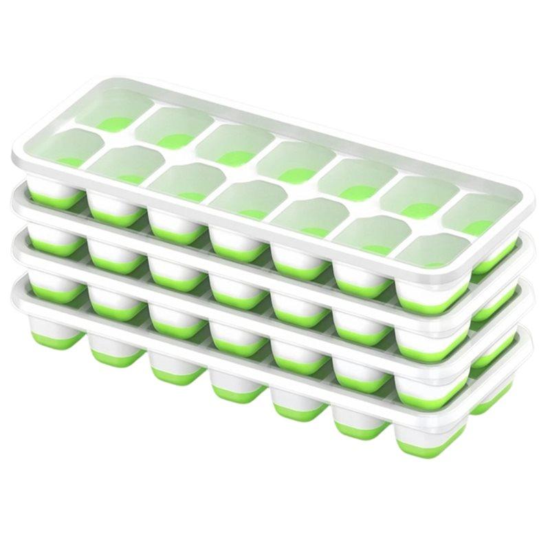 SHGO-Ice Cube Freezing Tool 14-Compartment Ice Cube Tray With Lid, Household Soft-Bottom Ice Cube Maker Homemade