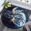 Snow Leopard Round Area Rug,Carpet Rug for Living Room Bedroom Sofa Playroom Decor,Non-slip Floor Mat