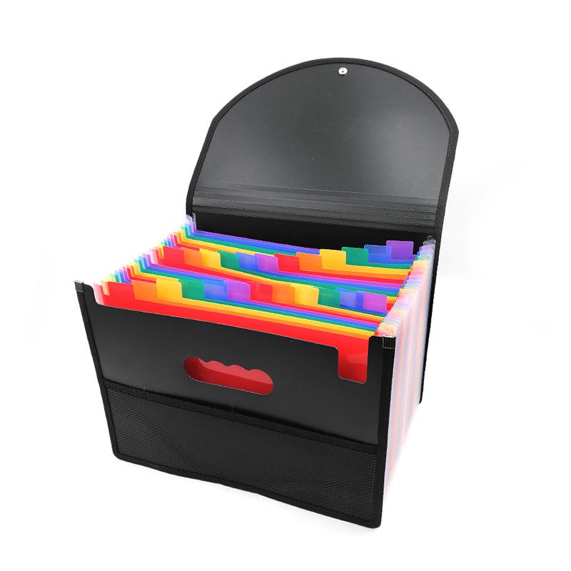 A4 Accordion File Folder with 25 Pockets, Color Inner Pages, and Lanyard Flap (PP Material)
