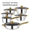 12-Piece Non-Stick Stainless Steel Cookware Set with Gold Handles and Kettle