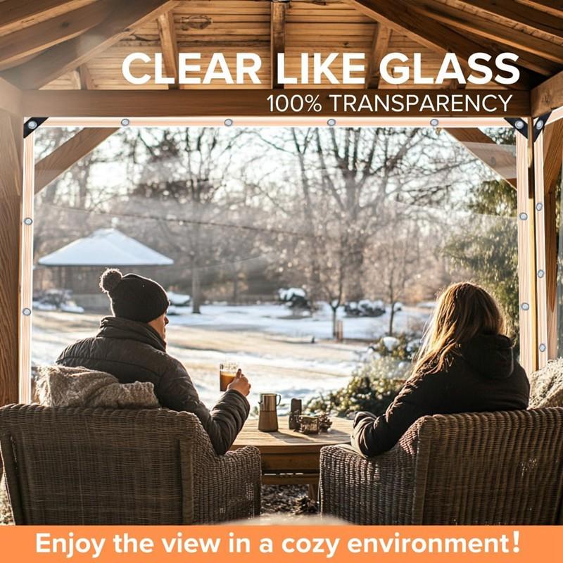 0.35mm Heavy Duty Clear PVC Vinyl Tarpaulin Outdoor Pergola Winter Curtain Insulation Film Tarp Garden Plants Fence Raincover