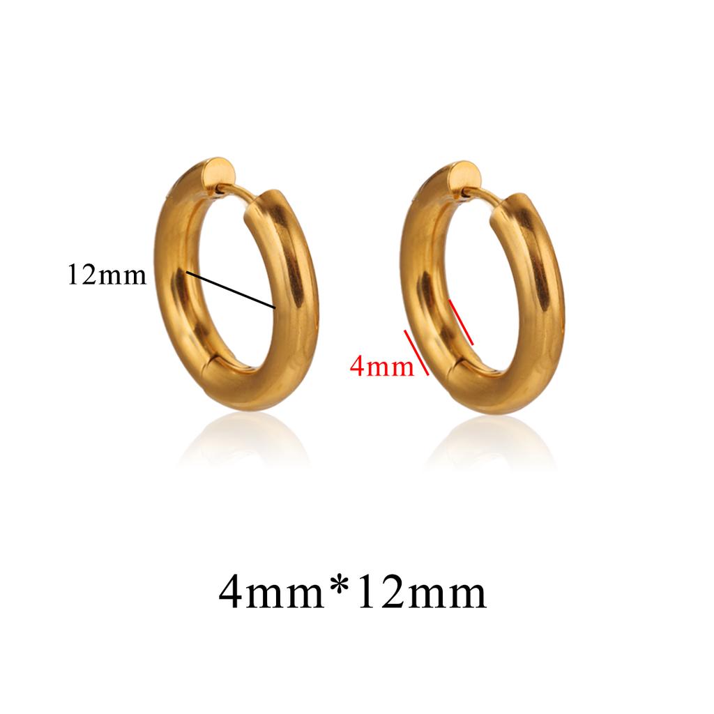 6pcs Stainless Steel 3mm 4mm Earrings PVD Gold Plated Round Korean Ear Rings Hoop Earring for Man Women Female Punk Jewelry