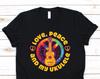 Hippie Vintage Retro Disco Kostym Fest Festival Ukulele T-shirt, Zigenarsjäl T-shirts, Kärlek Fred, Hippie Gåvor, Födelsedagspresent, Rese T-shirts,