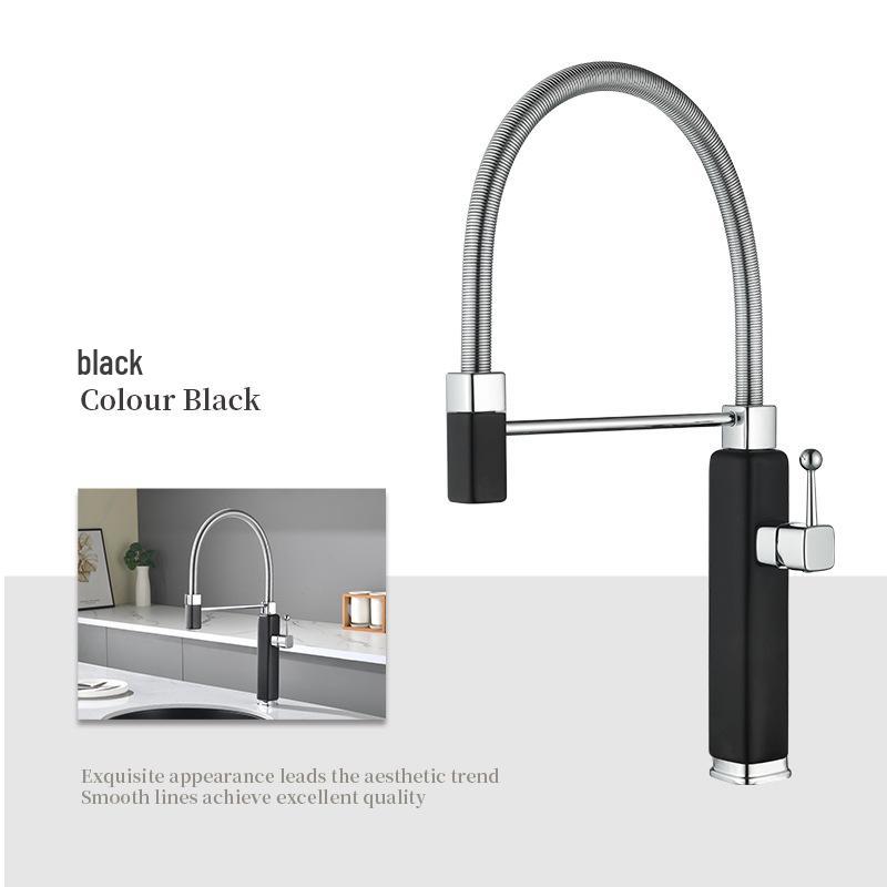Luxury Universal Tinkerbell Pull-Out Kitchen Faucet - Hot & Cold All-Copper Dishwashing Sink Faucet