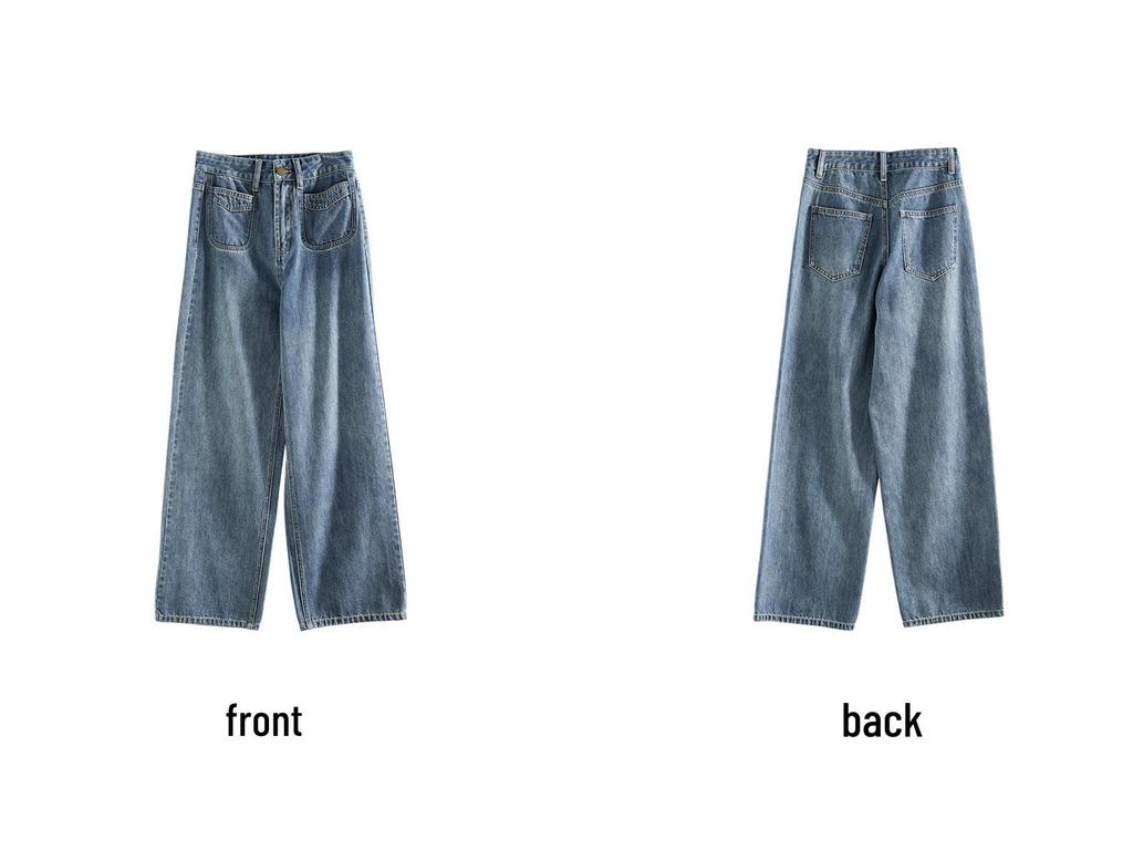 Women's High Waist Washed Straight Leg Jeans - Slimming, Versatile, Wide Leg Casual Pants for Spring 26