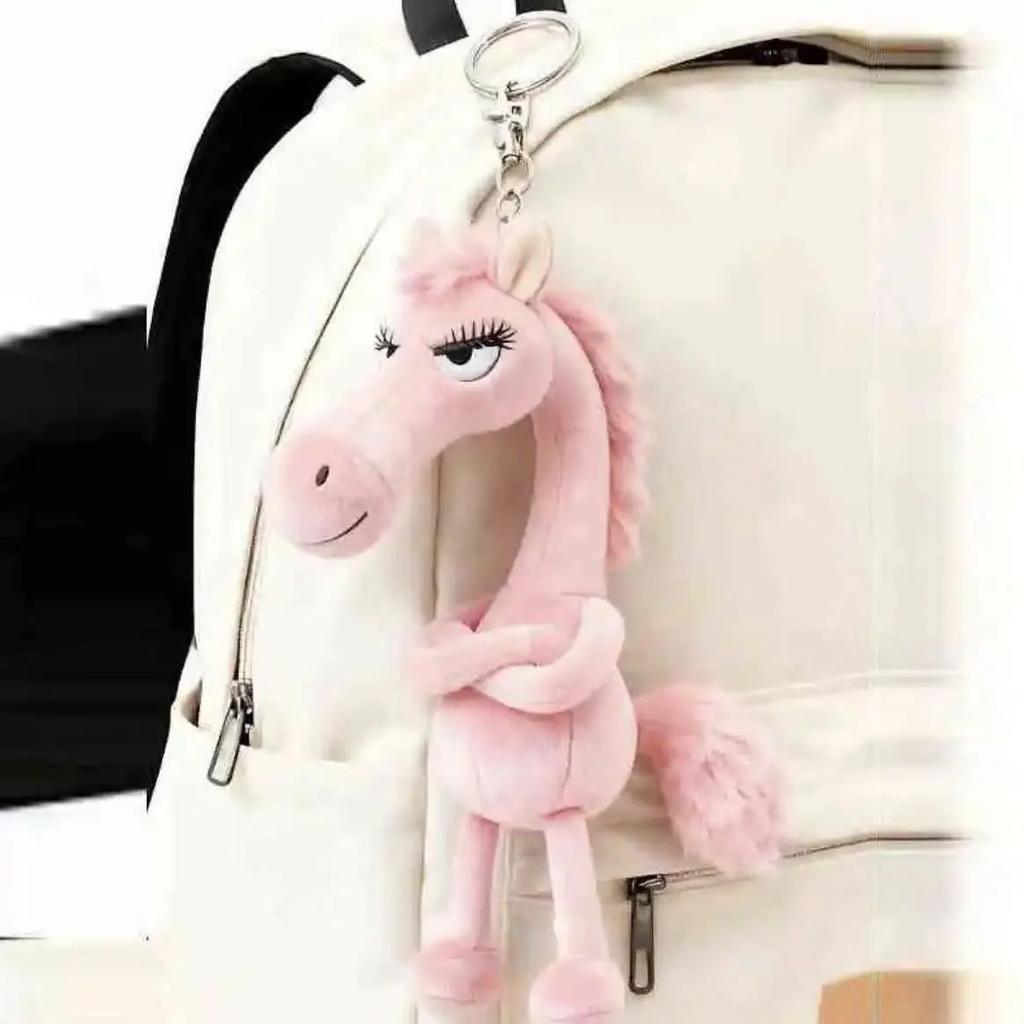 New Year Horse Plush Keychain Handbag Decoration Backpack Hanging Soft Horse Key Ring Toy New Year Gift for Boys and Girls