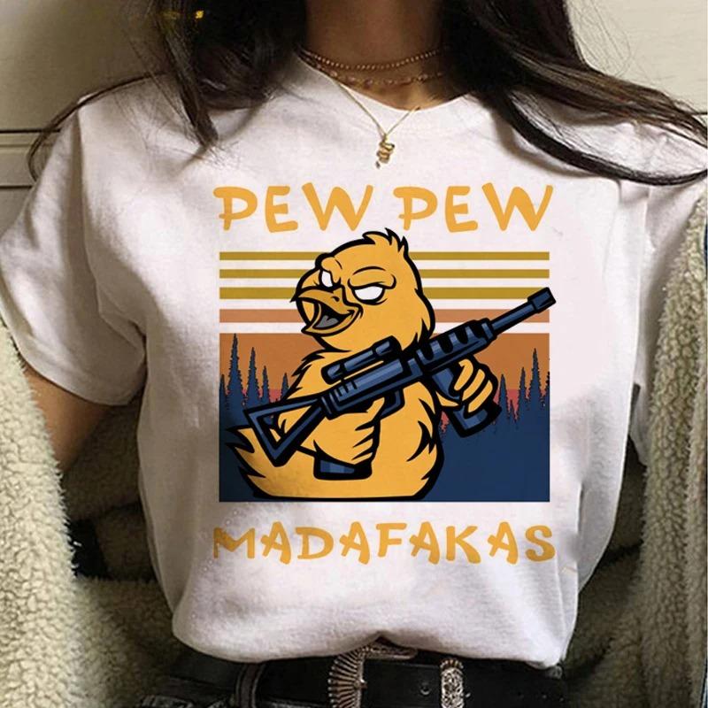Pew Pew Madafakas T Shirt Women Kawaii Summer Tops Cartoon Tshirt Funny Black Cat Graphic Tees Unisex Harajuku Streetwear FeUnisex