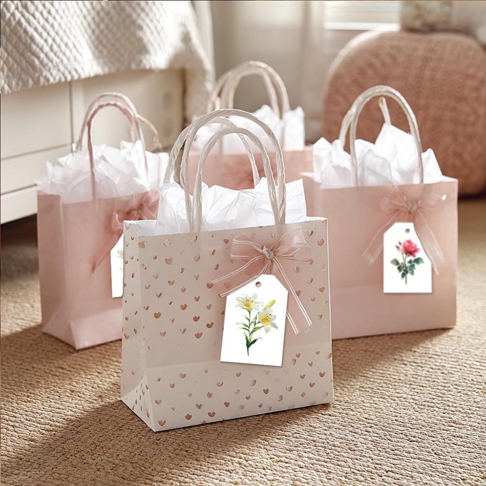 1set 80pcs 4 Styles Printed Paper Thank You Gift Tags Rectangle Flower 7.7x5.1cm Hole: 5mm 20pcs/style
