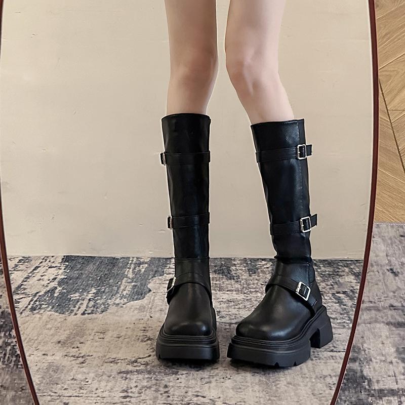 

Hot selling high quality and versatile Lined Boots Women s Long Boots 2026 New Autumn Knee Rough Heel Retro Long Boots 40 чорний