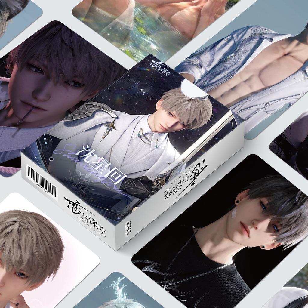 55 Pcs/Set Love And Deepspace Laser Small Card Caleb Sylus Zayne Rafayel Characters Lomo Cards Photocard Cosplay Gift