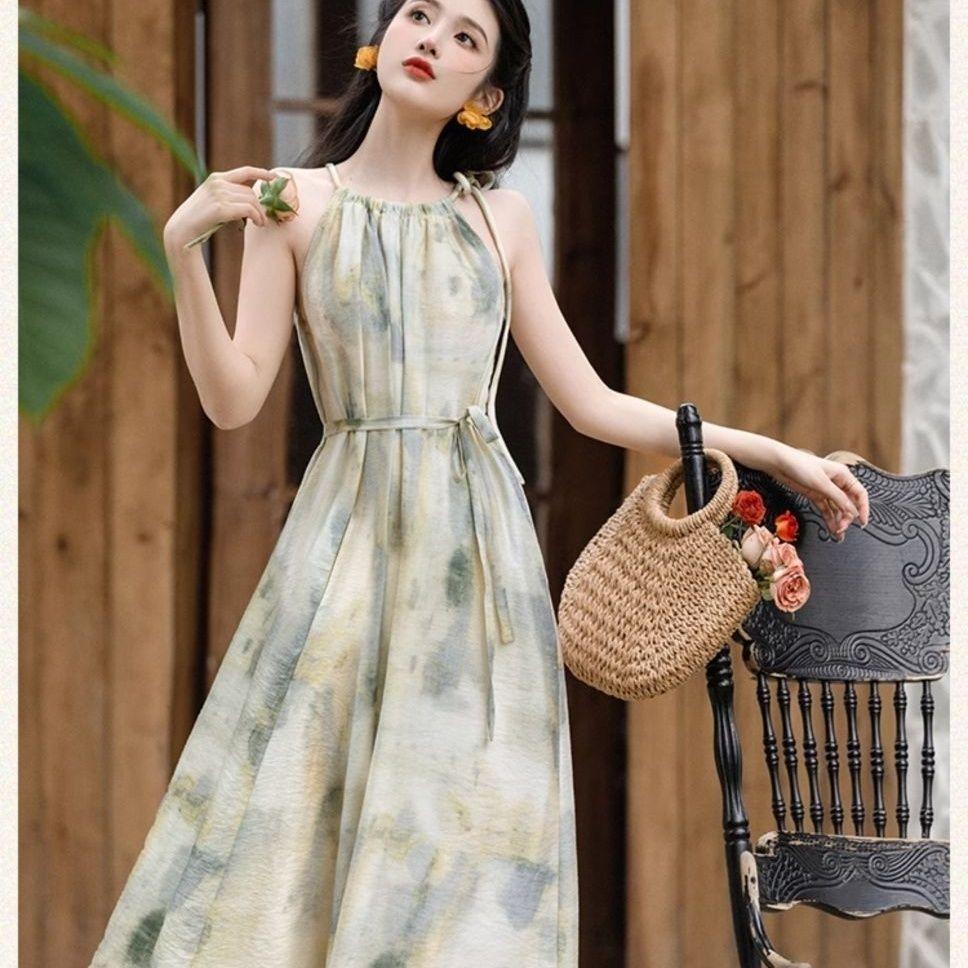 

Ombre Halter Maxi Dress: Off-Shoulder, Sleeveless, Casual Summer Style Small