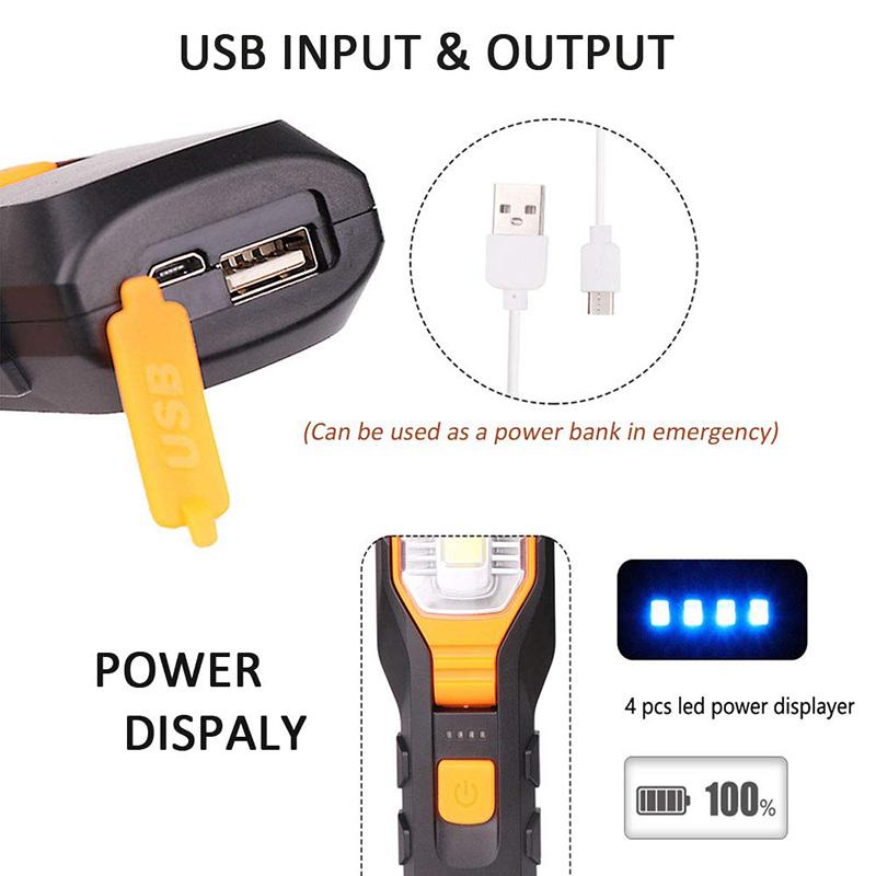 Portable COB LED Work Light Car Garage Mechanic Lamp USB Rechargeable Torch Outdoor Camping Emergency Light Warning Light