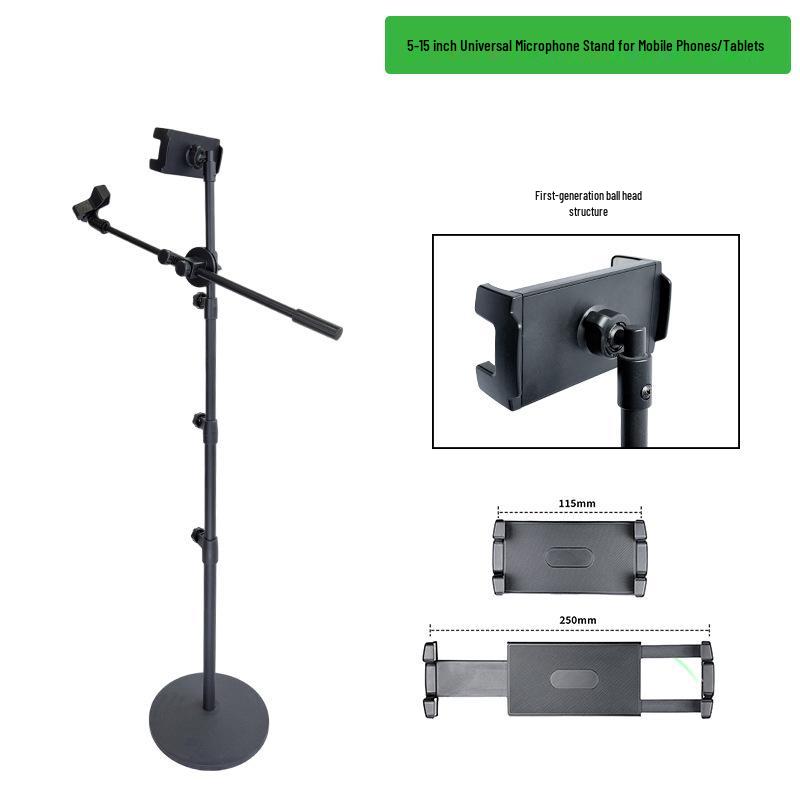 

Floor-Standing Microphone Boom Arm Stand for Phone/Tablet Live Streaming and K-Song Shooting