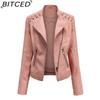 BITCED Spring/Autumn Women's Leather Jacket - Short Fit, Slim-Cut, Lightweight Leather Coat, Biker Style