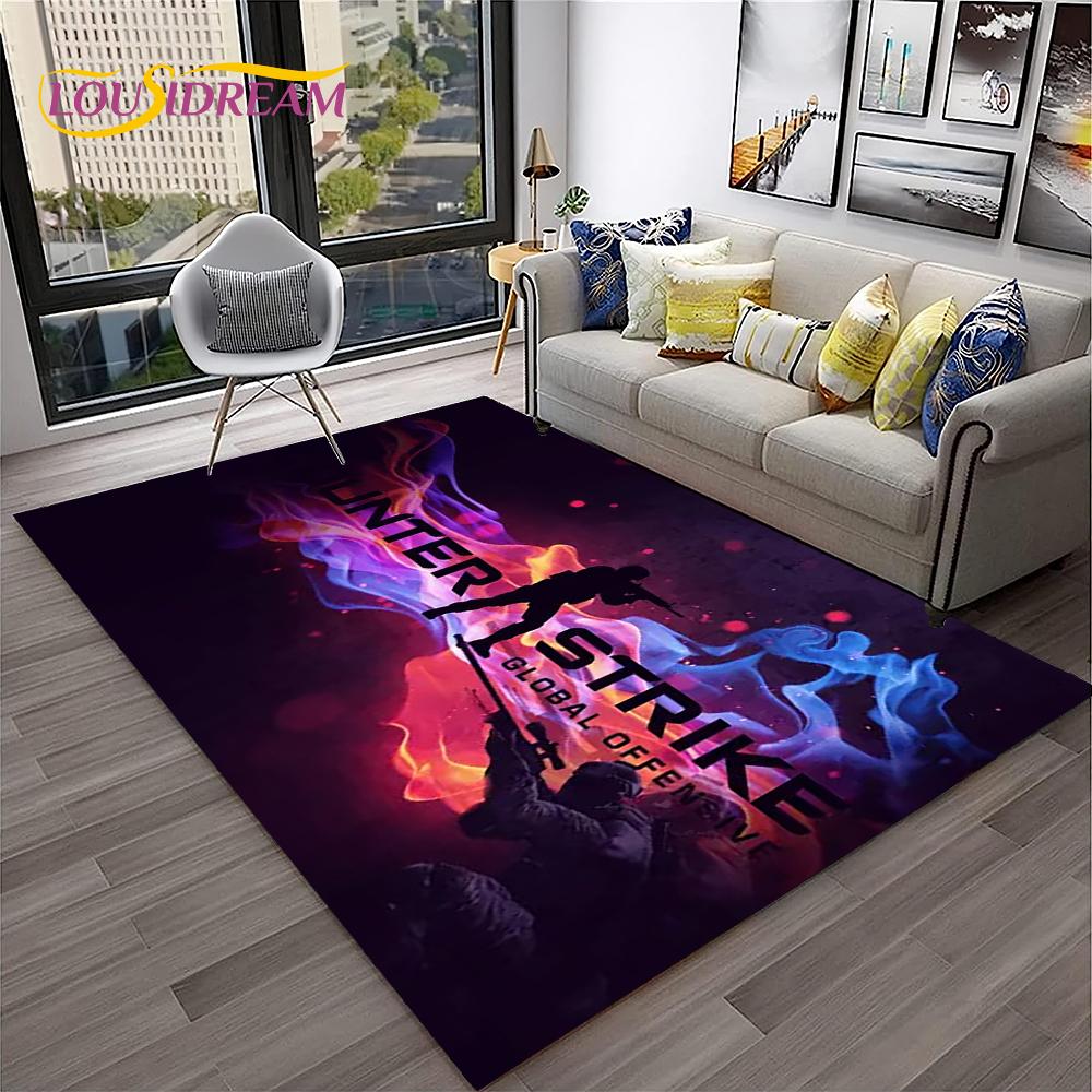 3D CS GO Game,Counter Strike Gamer Carpet Rug for Home Living Room Bedroom Sofa Doormat Decor,kids Area Rug Non-slip Floor Mat
