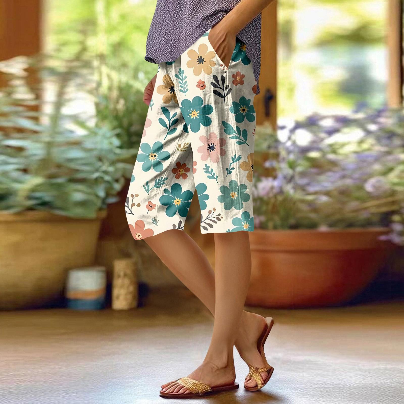 

Женские модные повседневные брюки 5/10 с напечатанным карманом и эластичной талией L оранжевый