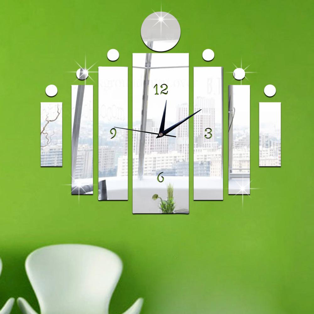 Modern Wall Clock Mirror Silver Wall Clock 3d Big Quartz Watch Clocks Living Room Home Decoration Still Life Silver Stickers
