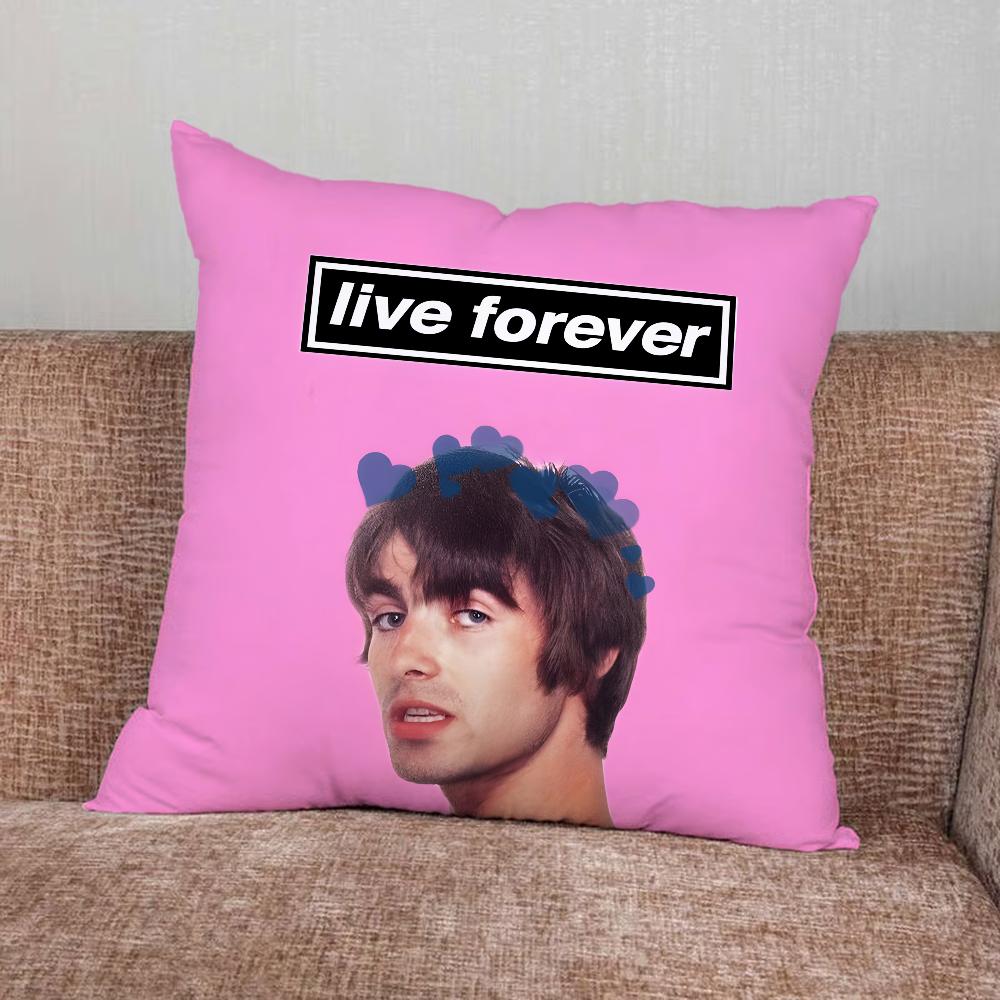 Music O-Oasis Band Pillow Case For Home Bedroom Car Office Decoration Living Room Sofa Cushion Cover Suitable