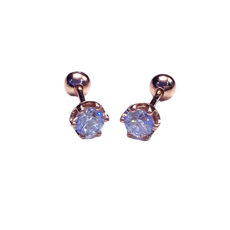 Purple Gold-Plated Rose Gold Shiny Zircon Stud Earrings Classic Fashion Exquisite Foreign Gas Color Gold Earrings Women