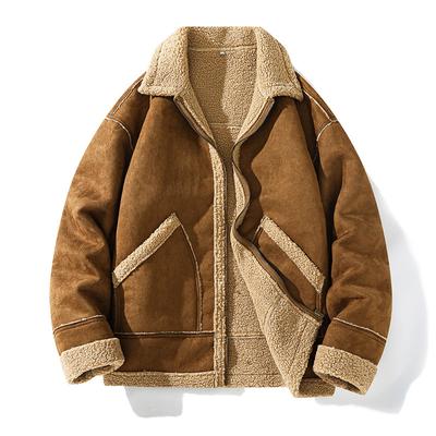 Men's Fleece Padded Deerskin Padded Coat Autumn and Winter Fur One Loose Trend Lamb Fleece Coat