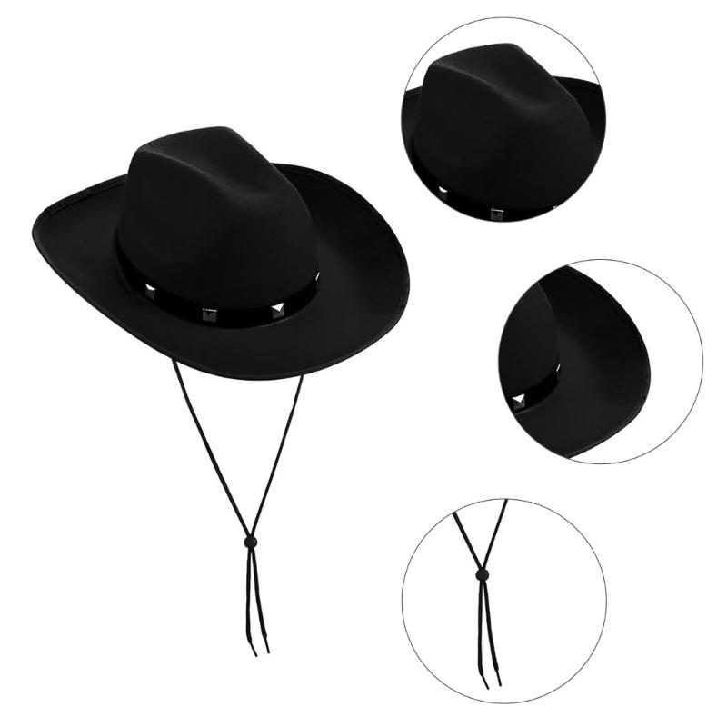 Rivets Decors Cowgirl Hat Plain Color Hat Cowboy Hats for Stage Performances