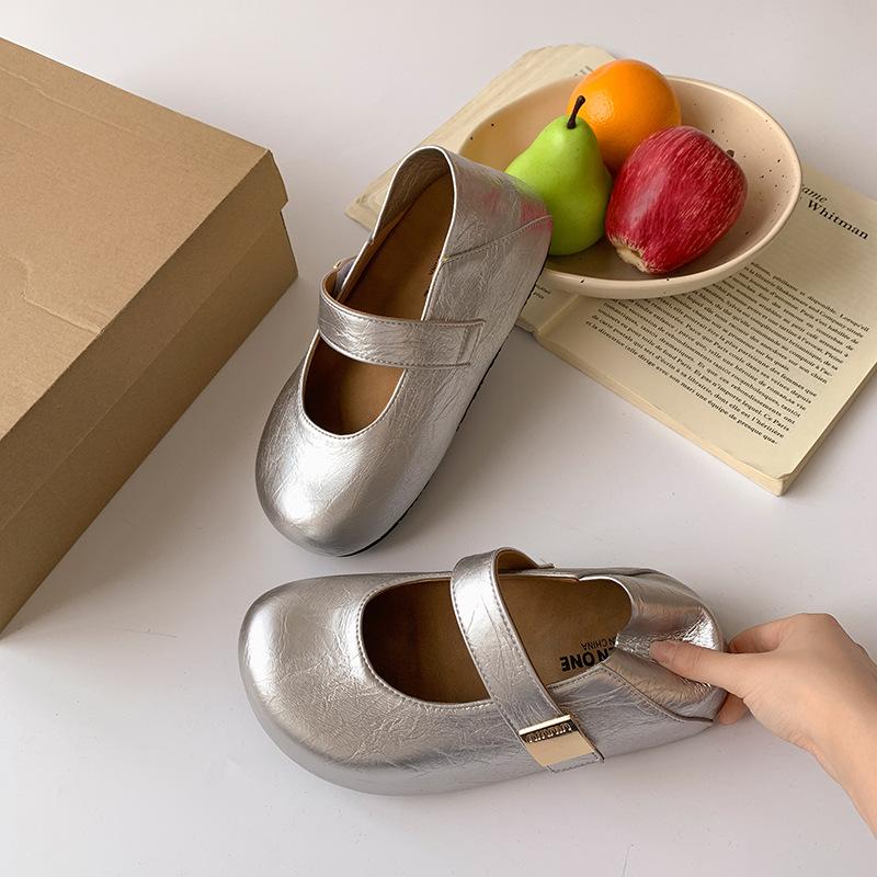 

Silver French retro light mouth inner height increase single shoes women s 2025 new summer skirt versatile Mary Jane shoes 40 серебряный